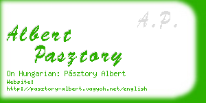 albert pasztory business card