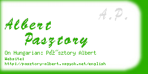 albert pasztory business card